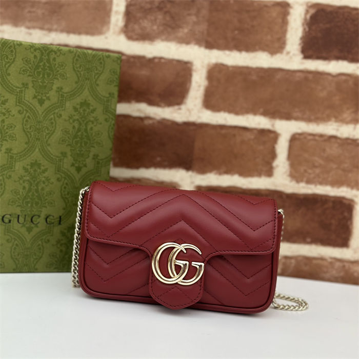 GG MARMONT MATELASSÉ SUPER MINI BAG 476433 Burgundy High