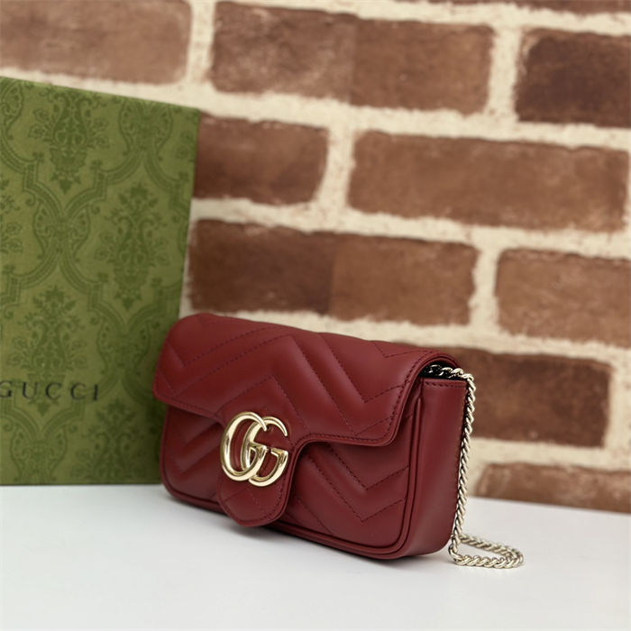 GG MARMONT MATELASSÉ SUPER MINI BAG 476433 Burgundy High