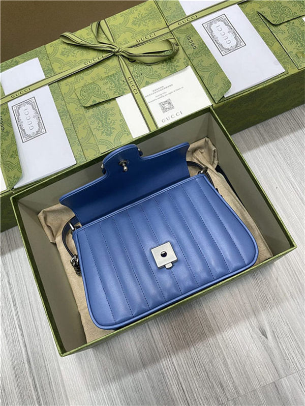 GG Marmont mini top handle bag New 583571 Blue High