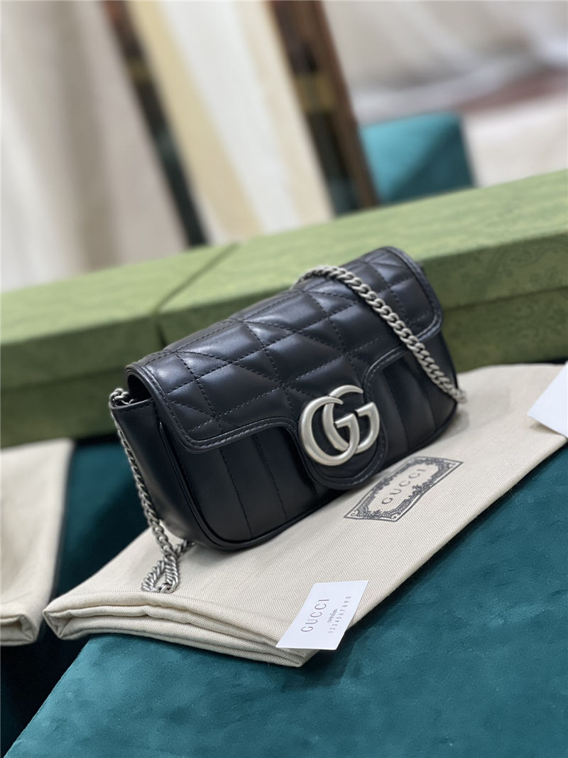 GG MARMONT NEW MATELASSÉ SUPER MINI BAG 476433 Black High