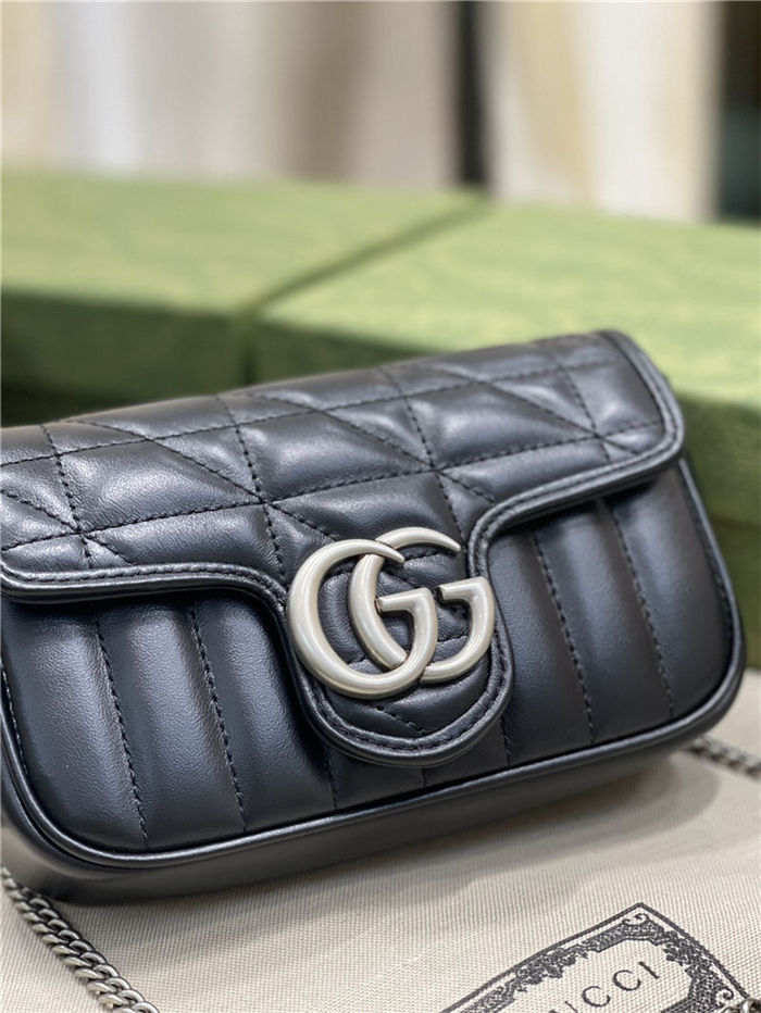 GG MARMONT NEW MATELASSÉ SUPER MINI BAG 476433 Black High