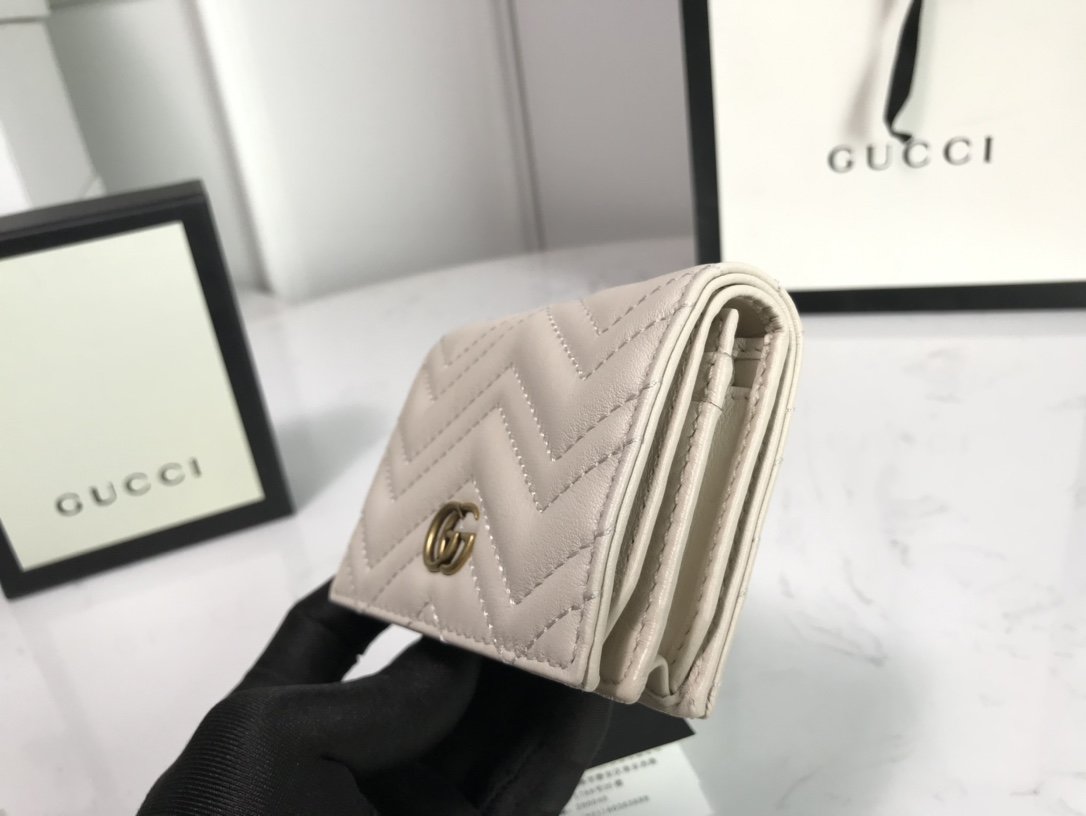 GG Marmont card case wallet white High