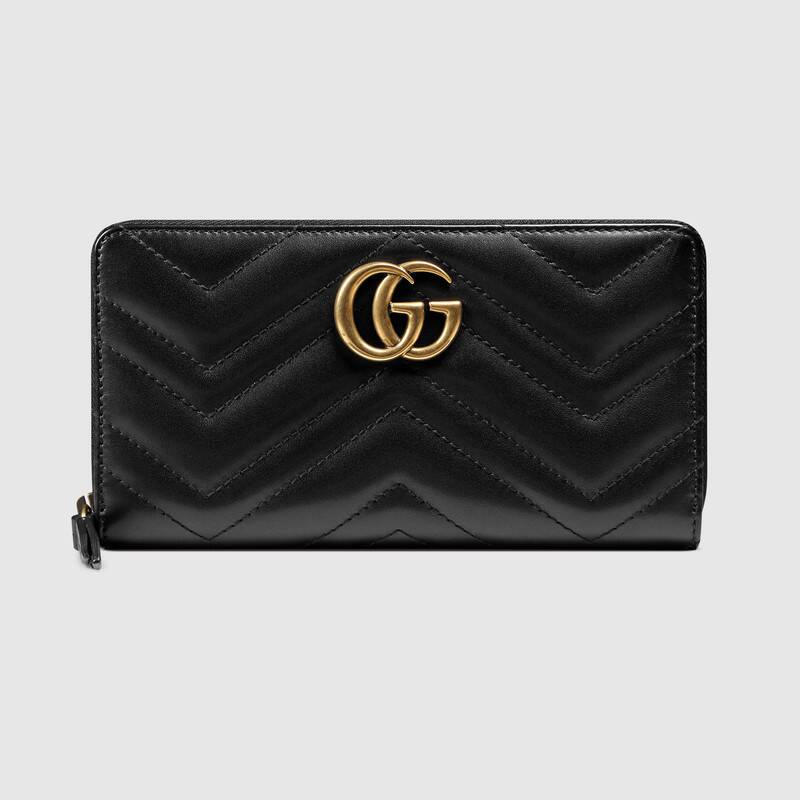 GG Marmont zip around wallet black High