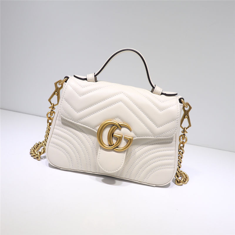 GG Marmont mini top handle bag white High