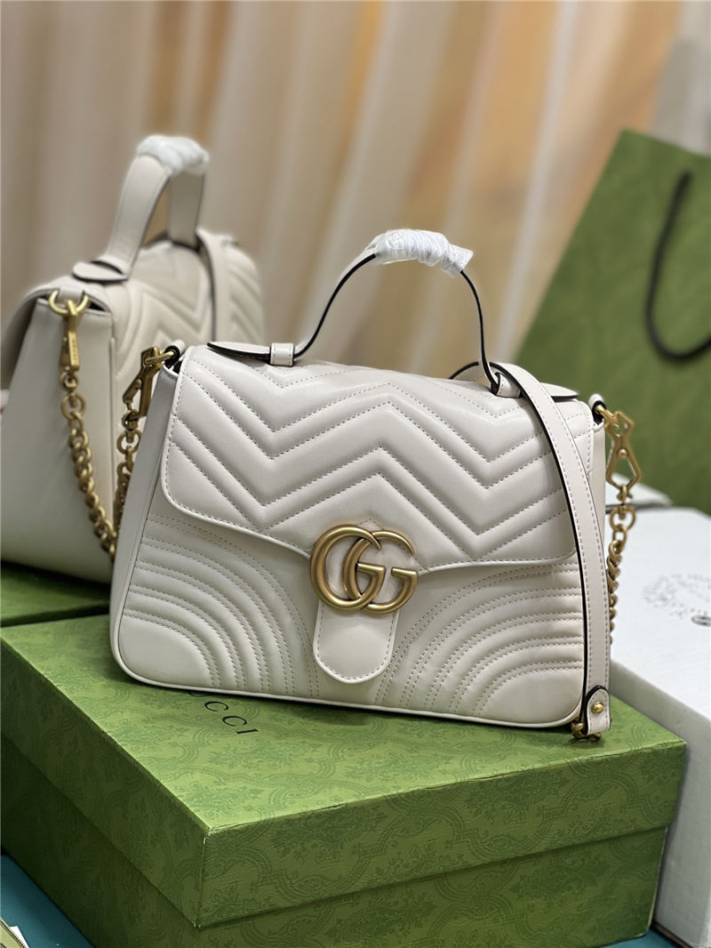 GG Marmont small top handle bag 498110 white High