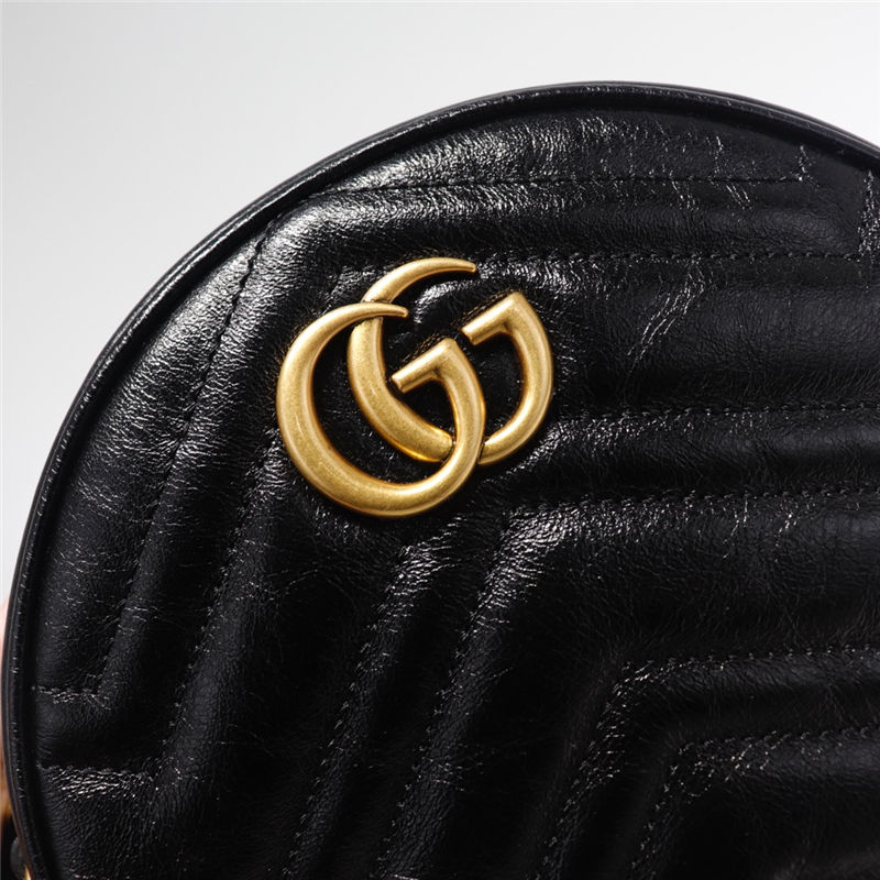 GG Marmont mini round shoulder bag black High