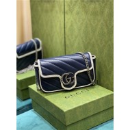 GG MARMONT MATELASSÉ SUPER MINI BAG 476433 Blue/White High