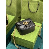 GG MARMONT MINI SHOULDER BAG 739682 Leather Black high