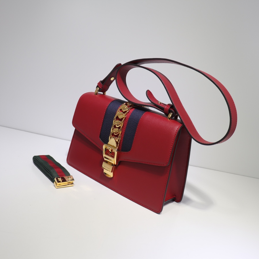 Sylvie leather mini chain bag 421882 Red high