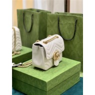 GG MARMONT MINI SHOULDER BAG 739682 Leather White high