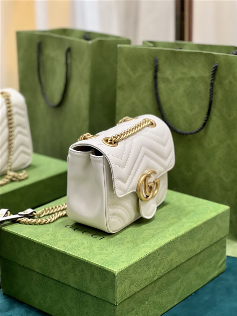 GG MARMONT MINI SHOULDER BAG 739682 Leather White high