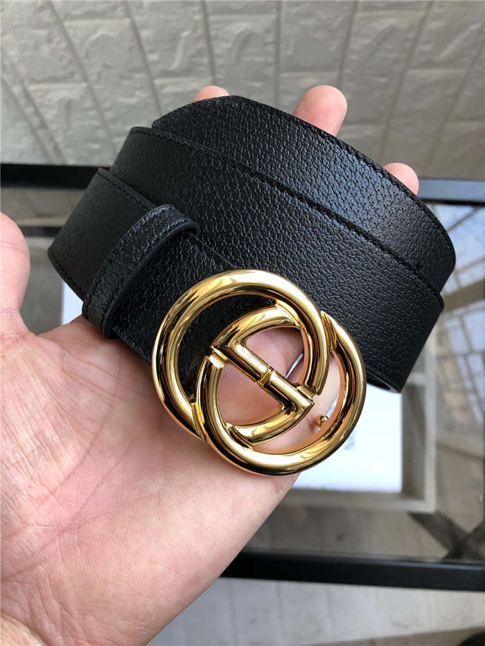 Gucci Leather belt with Double G buckle Gold 38mm High