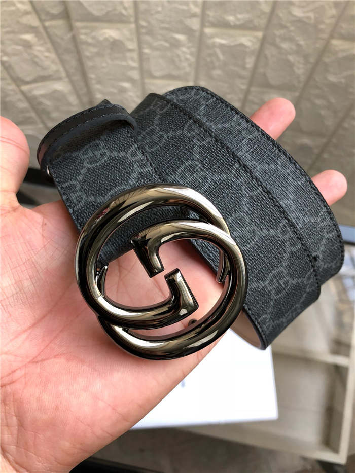 Gucci GG belt with interlocking G buckle Pewter 38mm High