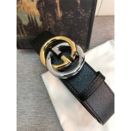 Gucci Leather belt with G buckle Silver/Gold 38mm High