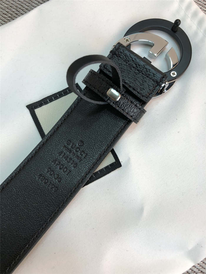 Gucci Leather belt with G buckle Silver/Black 38mm High