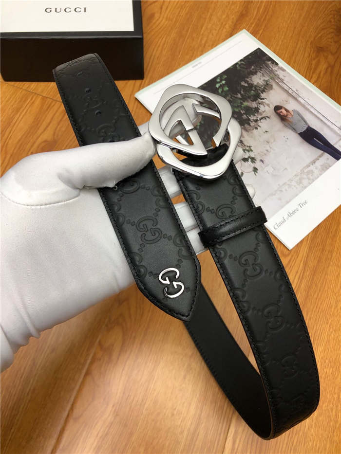 Gucci Signature belt with G buckle 38mm Silver High