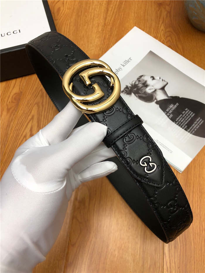 Gucci Signature belt with interlocking G buckle 38mm Gold High