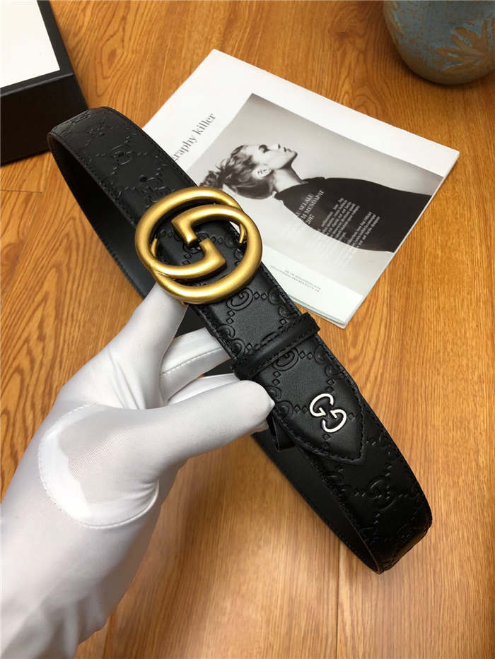 Gucci Signature belt with interlocking G buckle 38mm Anti-Gold High