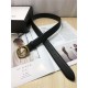 Gucci Leather belt with interlocking G buckle 38mm Anti-Gold High