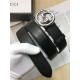 Gucci Leather belt with interlocking G buckle 38mm Silver High