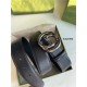 Gucci Leather belt with interlocking G buckle 38mm Pewter High