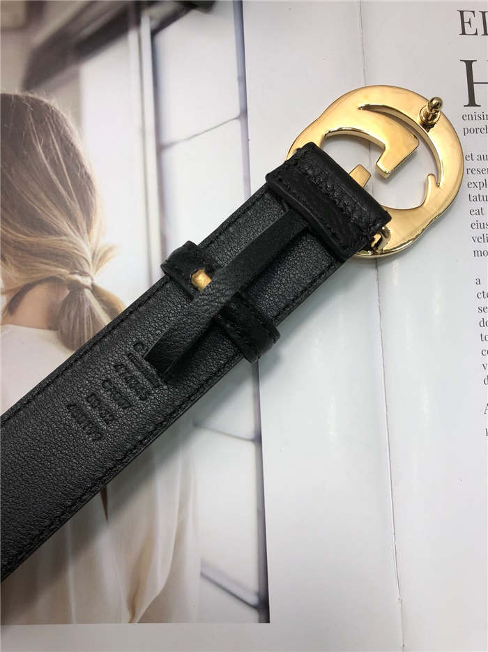 Gucci Leather belt with interlocking G buckle 38mm Gold High