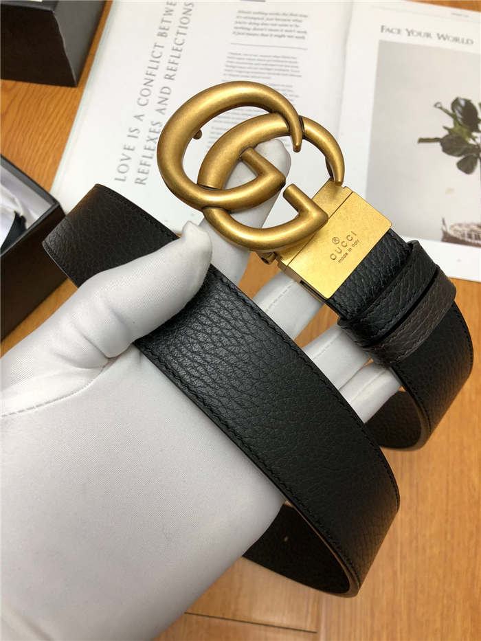 Gucci Reversible belt with Double G buckle 38mm Anti-Gold High