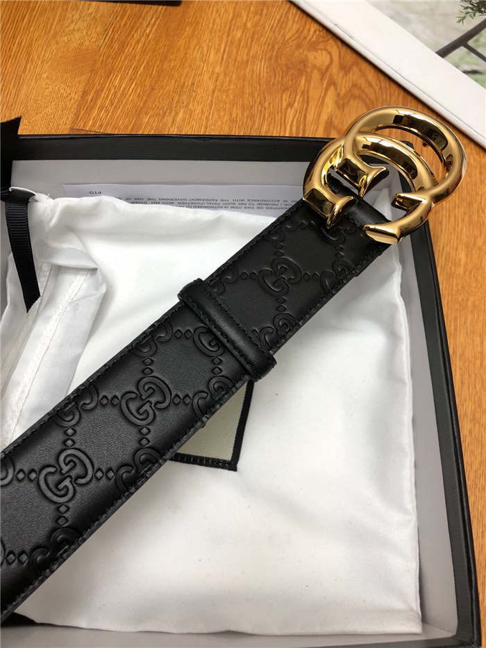 Gucci Signature belt with G buckle 38mm Gold High