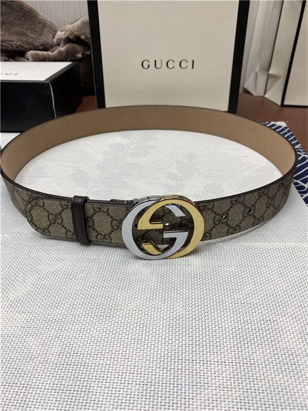 Gucci GG Supreme belt with G buckle 38mm Beige/Ebony High