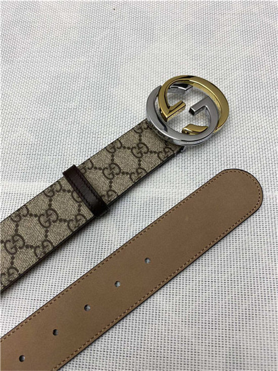 Gucci GG Supreme belt with G buckle 38mm Beige/Ebony High