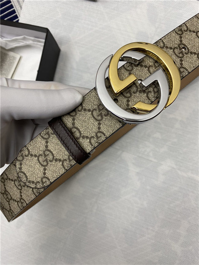 Gucci GG Supreme belt with G buckle 38mm Beige/Ebony High