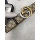 Gucci GG Supreme belt with G buckle 38mm Beige/Ebony High