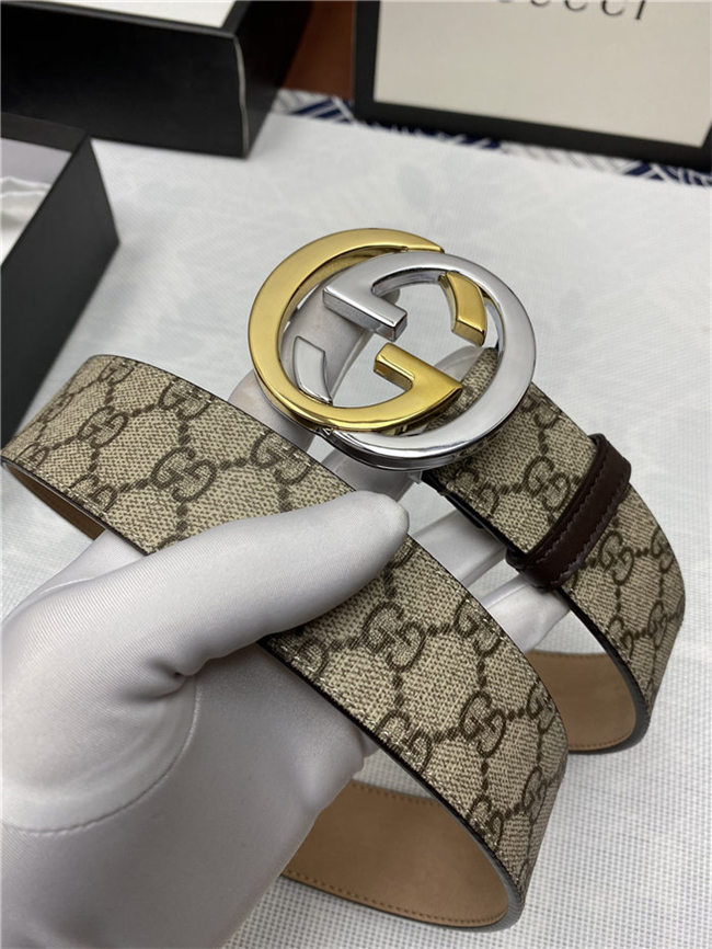 Gucci GG Supreme belt with G buckle 38mm Beige/Ebony High