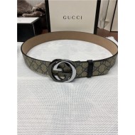 Gucci GG Supreme belt with G buckle 38mm Beige/Blue High