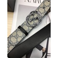 Gucci GG Supreme belt with G buckle 38mm Beige/Blue High