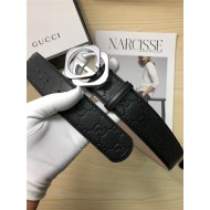 Gucci Signature belt with G buckle 38mm Silver High