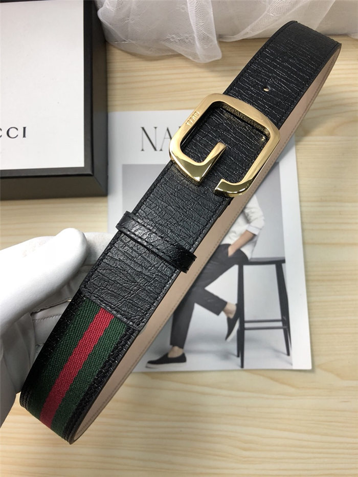 Gucci Web belt with G buckle Gold 38mm High