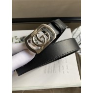 Gucci Thin belt with framed Double G buckle Silver 30mm High