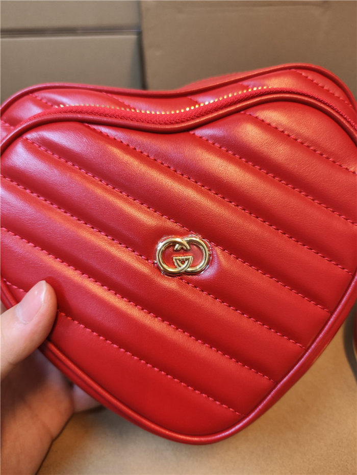 Gucci INTERLOCKING G MINI HEART SHOULDER BAG 751628 Red High