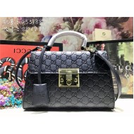 Gucci Padlock GG Supreme top handle bag Black Mid