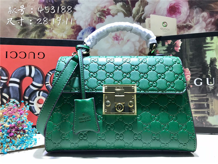 Gucci Padlock GG Supreme top handle bag Green Mid