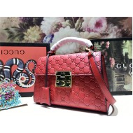 Gucci Padlock GG Supreme top handle bag Red Mid