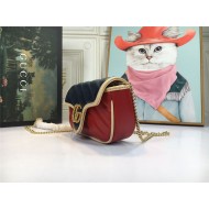 GG Marmont Super Mini Bag 476433 Blue/Red Mid