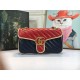 GG Marmont Small Shoulder Bag Blue/Red Mid