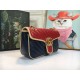 GG Marmont Small Shoulder Bag Blue/Red Mid