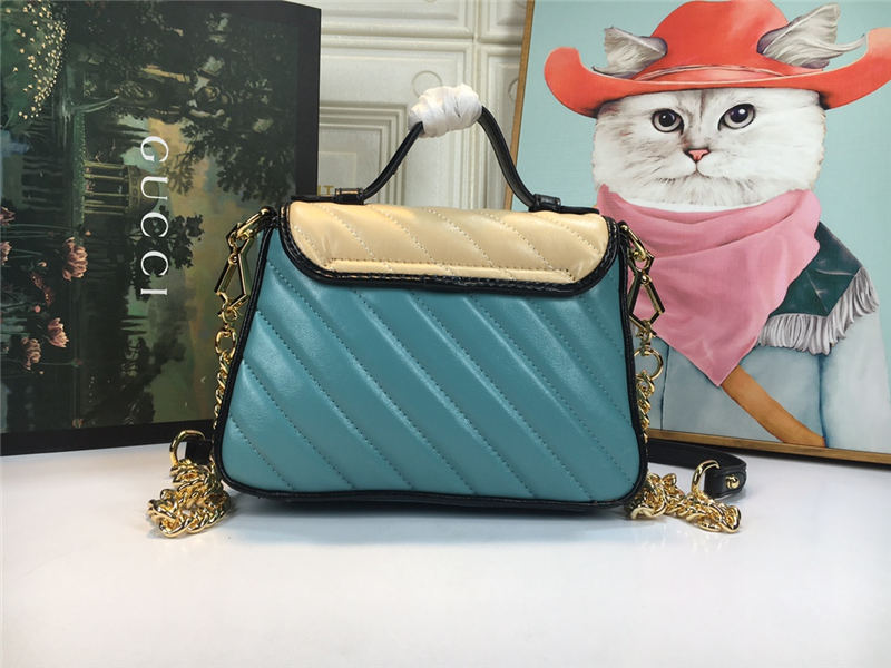 GG Marmont Mini Top Handle Bag Butter/Blue Mid