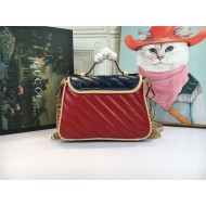 GG Marmont Mini Top Handle Bag Blue/Red Mid