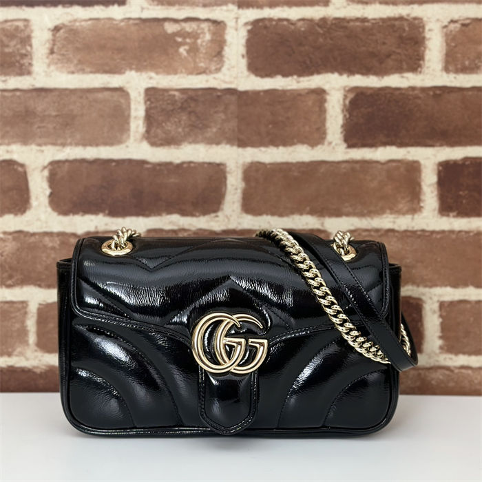 GG Marmont small matelassé shoulder bag Black Patent High