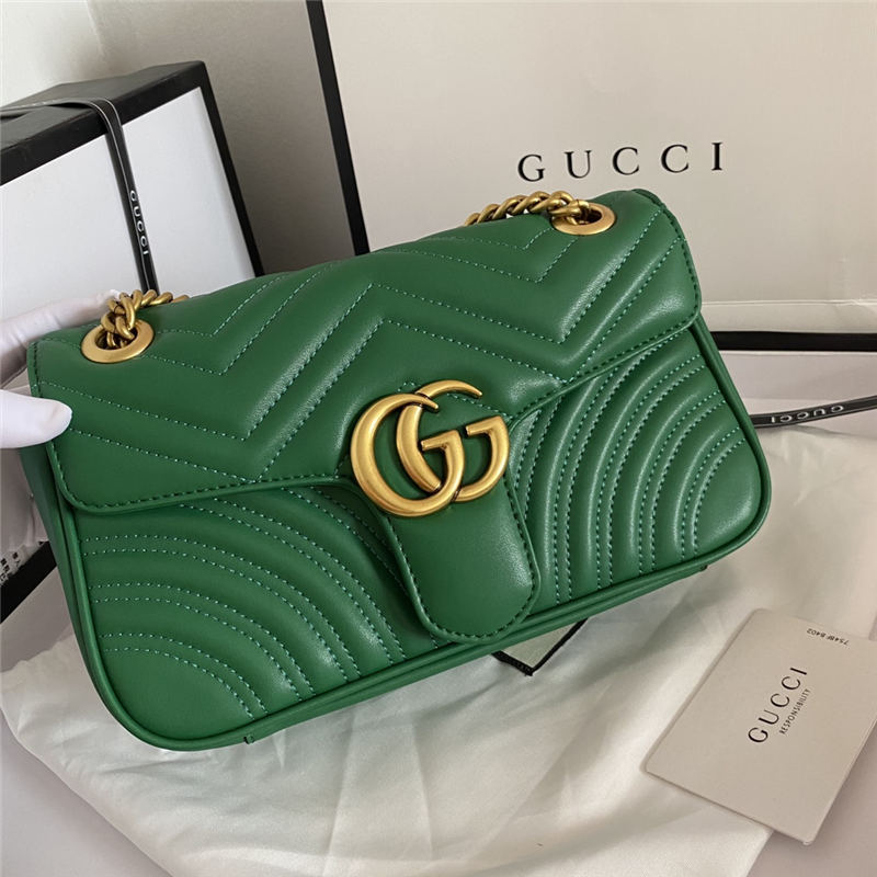 GG Marmont Small Shoulder Bag 443497 Green Mid