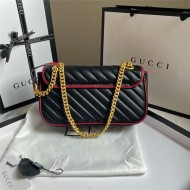 GG Marmont Small Shoulder Bag Black/Red Mid